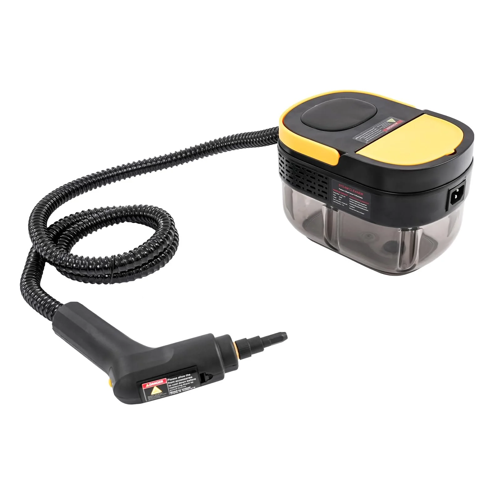 Пароочисник ручний 1500 Вт 1600 мл 3.0 бар чорний + жовтий, фото №1