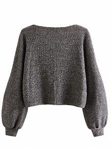 Футболка SweatyRocks Женская Повседневная В рубчик, вязаная, с рукавом реглан, длинным рукавом, укороченный топ synthetic.ua - Фото 1