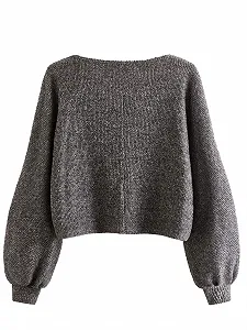 Футболка SweatyRocks Женская Повседневная В рубчик, вязаная, с рукавом реглан, длинным рукавом, укороченный топ synthetic.ua - Фото 1