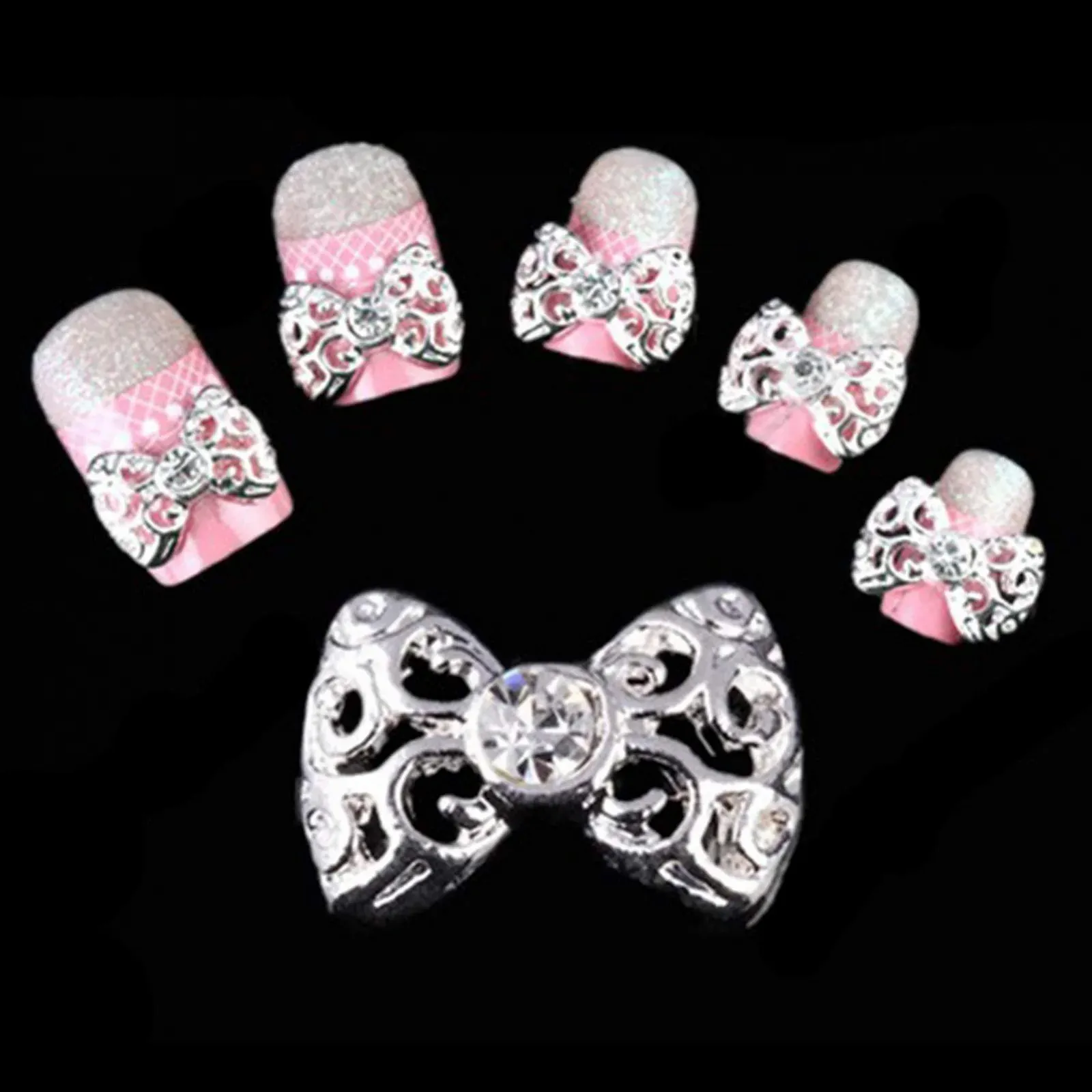 Бант dragonaur 3D Елегантний сплав Стрази 10 шт Срібний, фото №5