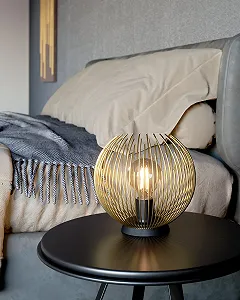 Настільна лампа EGLO Venezuela дротяна металева E27 Золотисто-чорна synthetic.ua - Фото 1