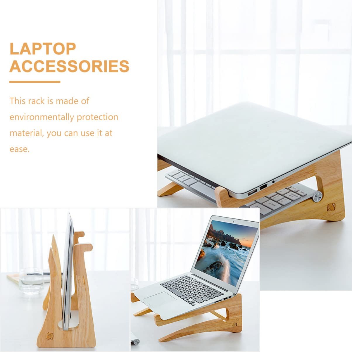 Подставка для ноутбука Lurrose деревянная регулируемая по высоте для охлаждения и практичного хранения для дома и офиса, фото №9 Подставка для ноутбука Lurrose деревянная регулируемая по высоте для охлаждения и практичного хранения для дома и офиса, фото №9