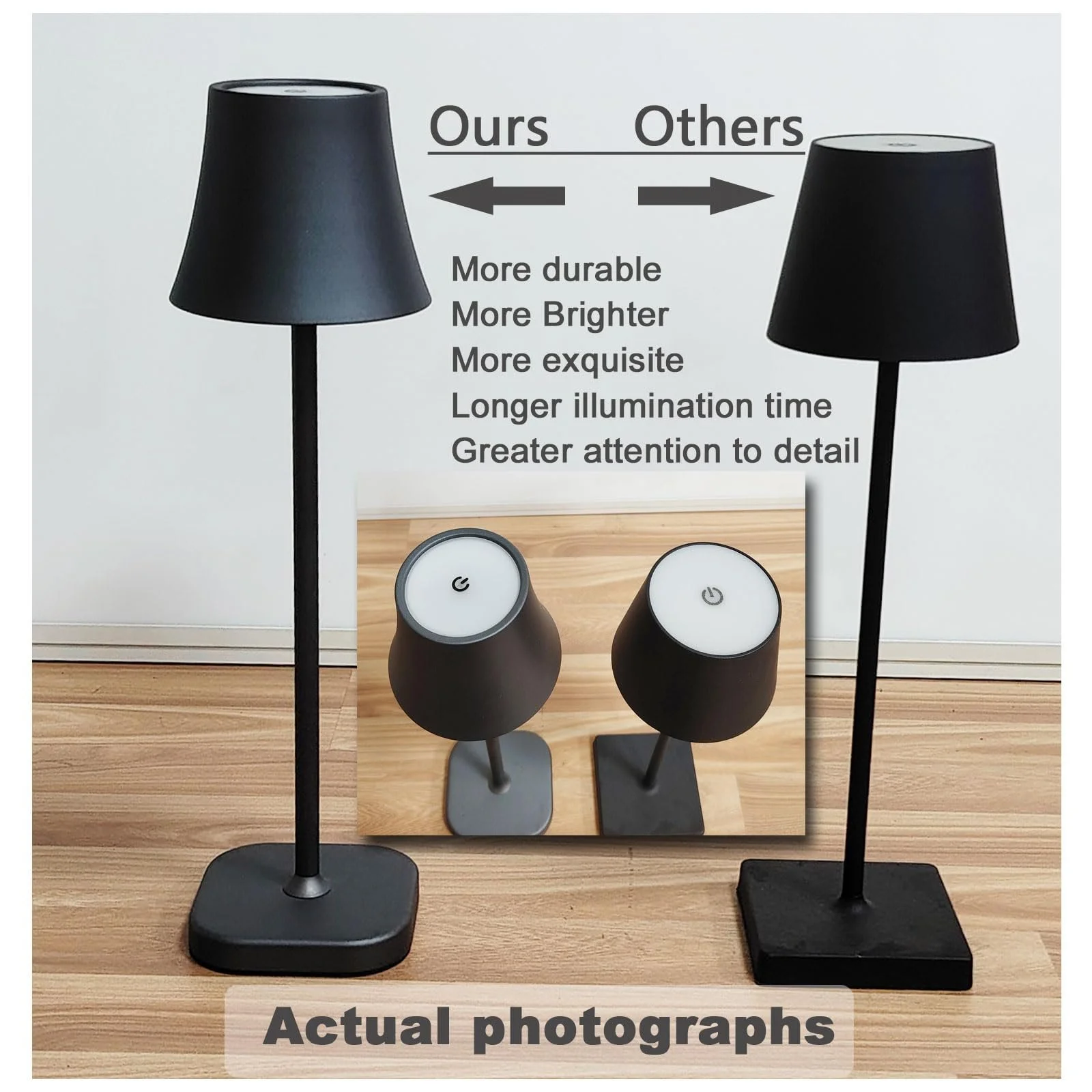 Настільна лампа LED Wireless Battery 5400 mAh Чорна, фото №2