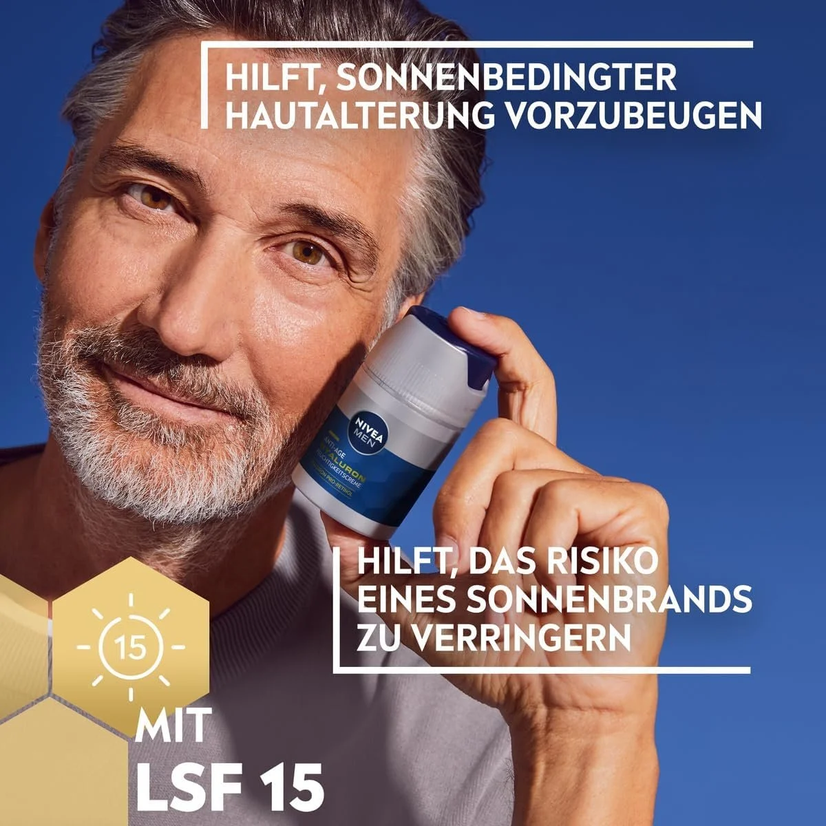 Денний крем NIVEA MEN Anti-Age Hyaluronic зволожувальний Pro-Retinol SPF 15 50 мл, фото №5 Денний крем NIVEA MEN Anti-Age Hyaluronic зволожувальний Pro-Retinol SPF 15 50 мл, фото №5