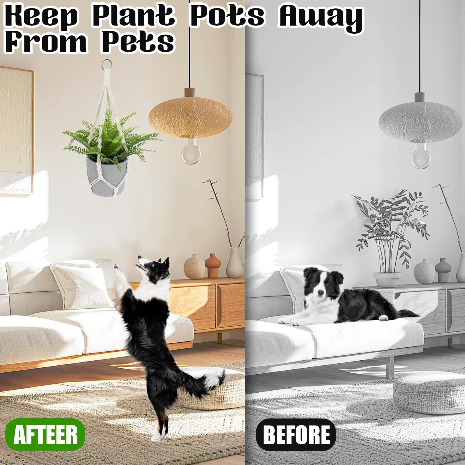 Подвесные корзины макраме Jeffdad Набор из 2 шт Хлопковая веревка Бежевый 50 см, фото №6