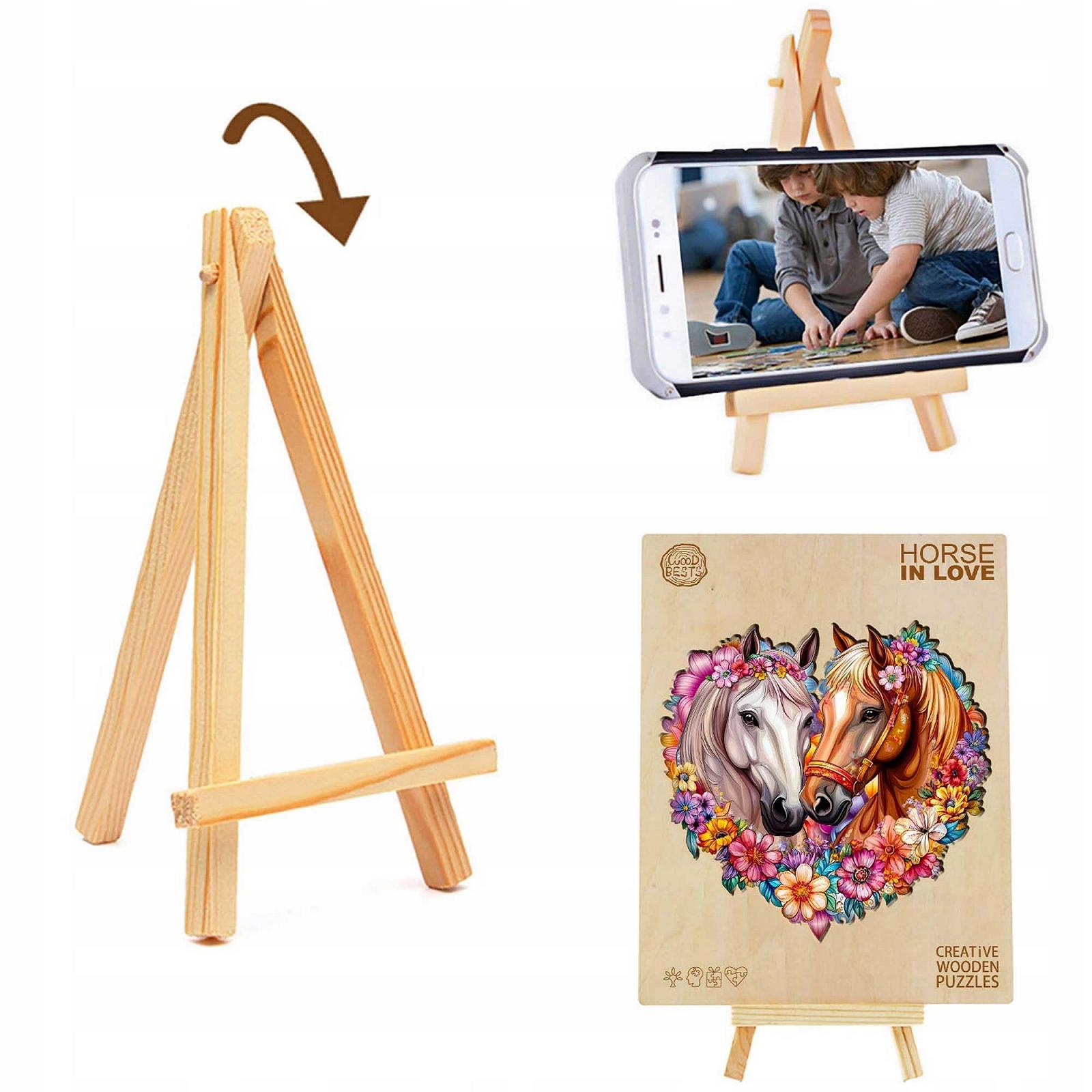 Дерев'яний пазл Horses in Love 265 деталей у коробці з міні-мольбертом, фото №5