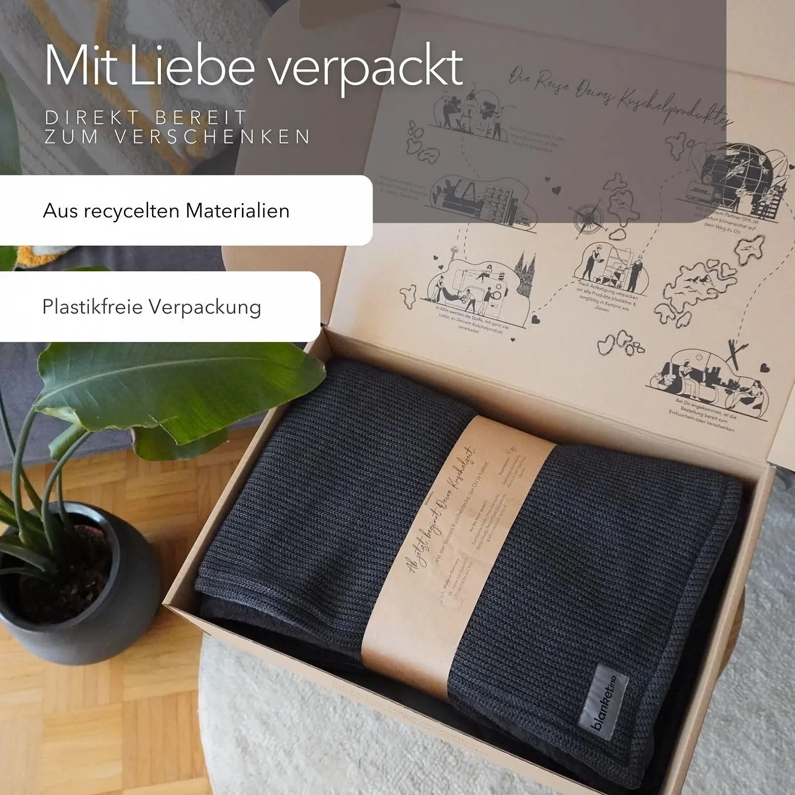 Вязаный плед blanketino 145 x 210 см - Теплый диванный плед из экстра мягкого флиса и высококачественного хлопка разных цветов (темно-серый), фото №7