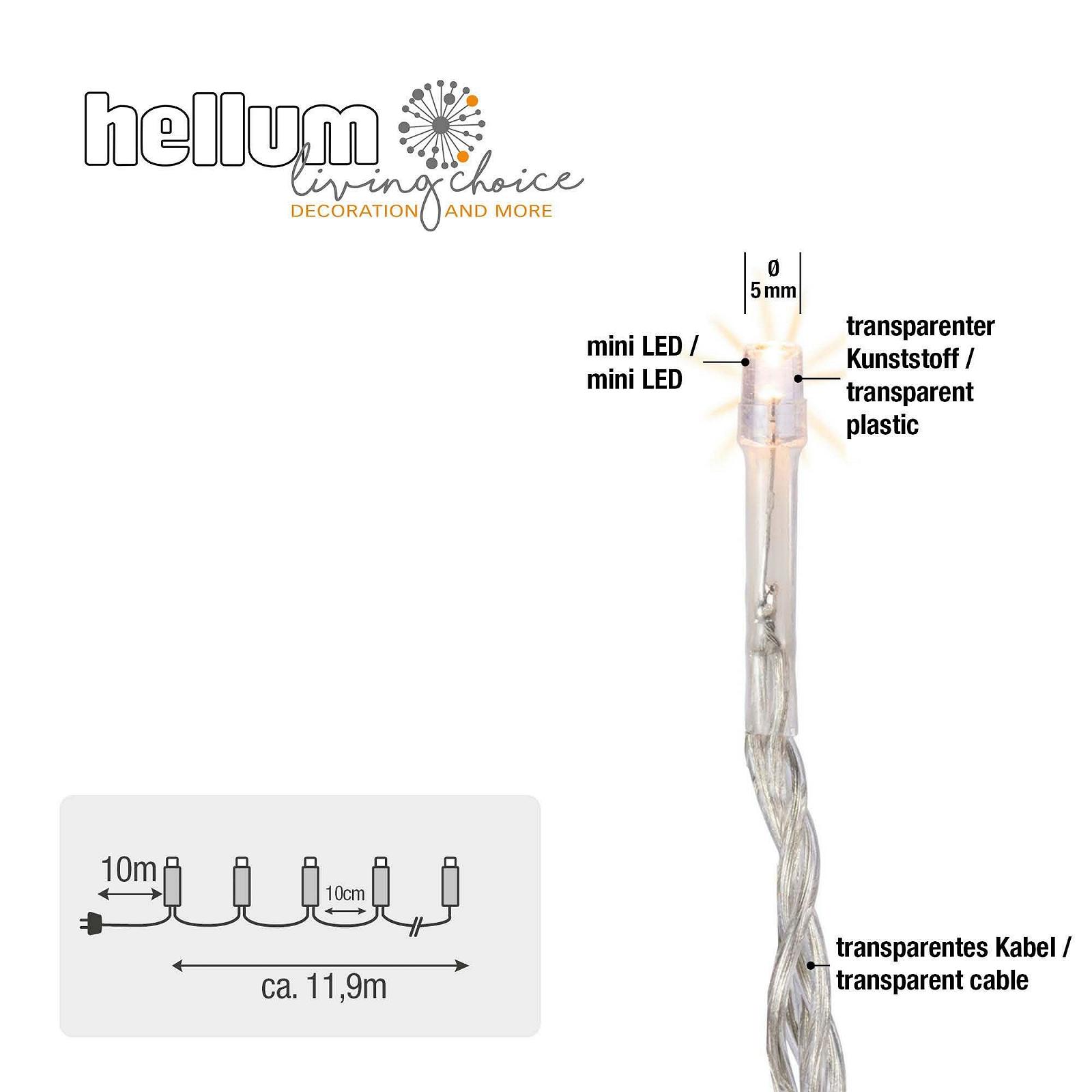 Гірлянда Hellum 150759 LED, 120 теплих білих світлодіодів, 11,90 м, прозорий кабель, фото №4