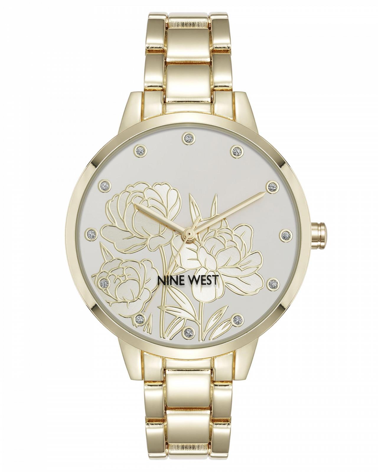 Жіночий наручний годинник Nine West Dress Gold Floral Браслет, фото №1