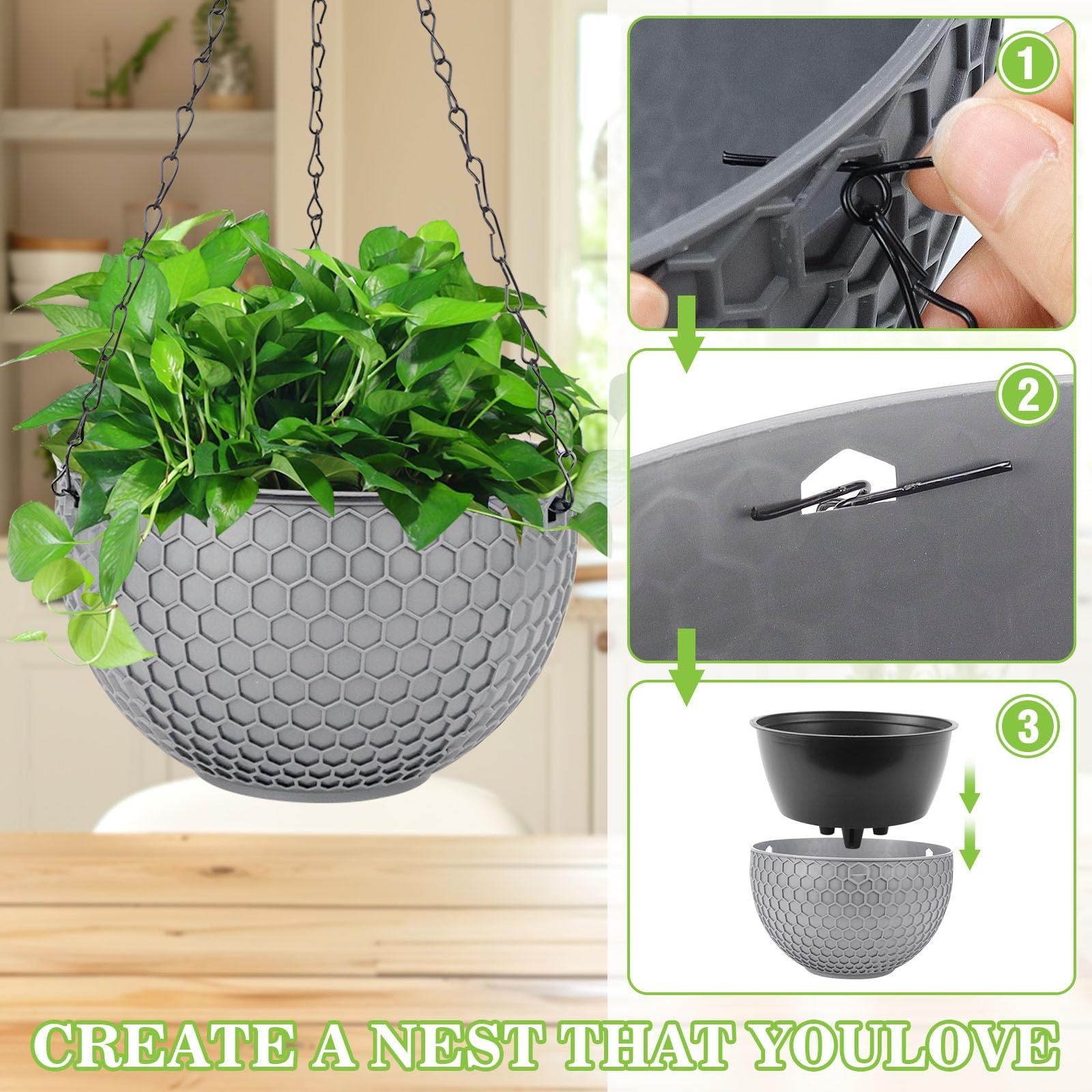 Підвісні квіткові горщики Набір з 2 шт. 21 cm, фото №5