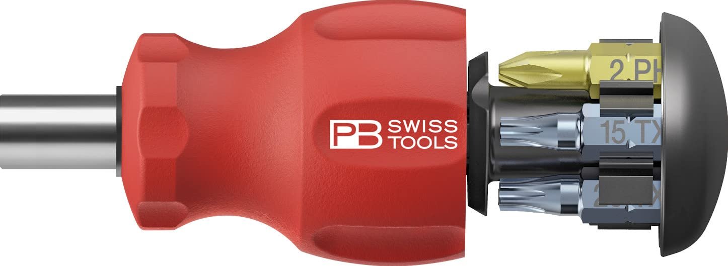 Отвертка с держателем бит PB Swiss Tools PB 8453 с выдвижным магазином, 6 прецизионных бит C6 шлиц/Phillips/Torx и магнитный держатель, фото №1 Отвертка с держателем бит PB Swiss Tools PB 8453 с выдвижным магазином, 6 прецизионных бит C6 шлиц/Phillips/Torx и магнитный держатель, фото №1