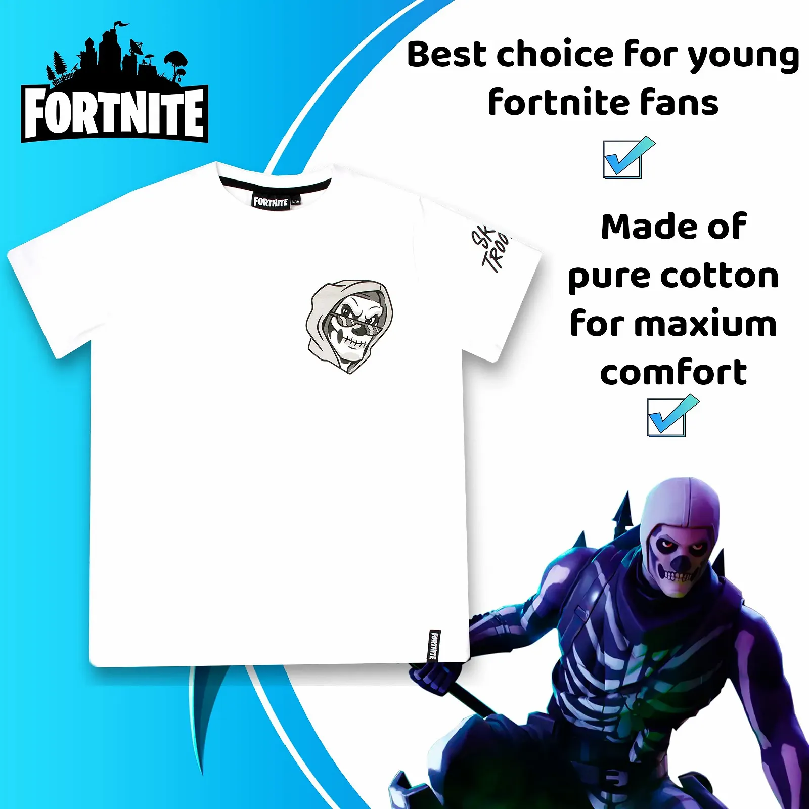 Дитяча піжама Fortnite Чорно-білий череп солдата, фото №3