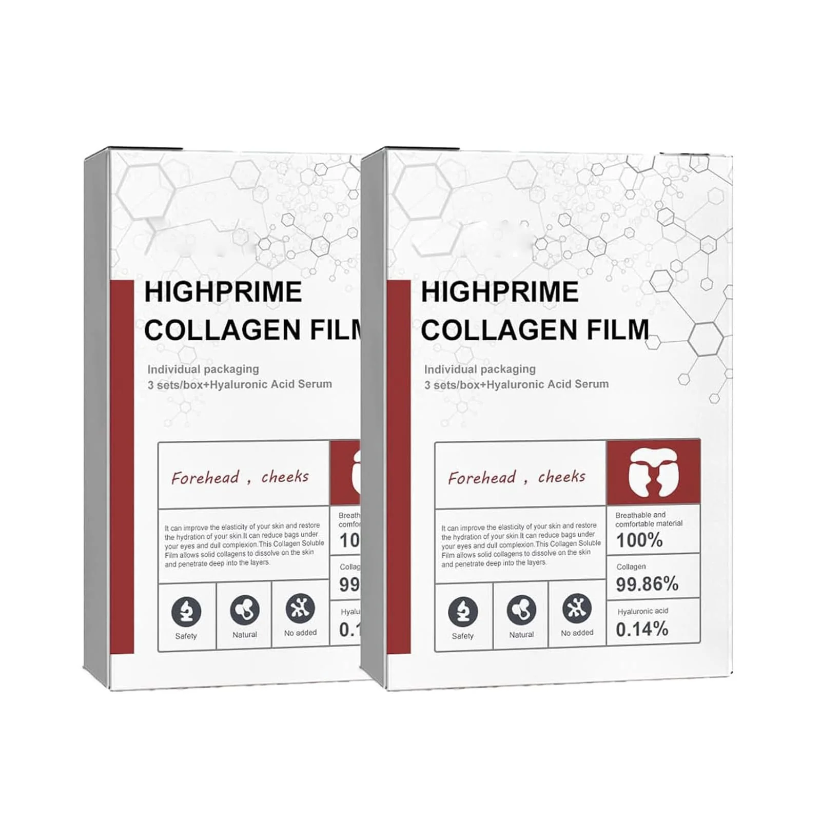 Коллагеновая пленка Highprime Растворимая маска для лица против старения для упругой кожи, уменьшающая морщины (2 коробки), фото №1