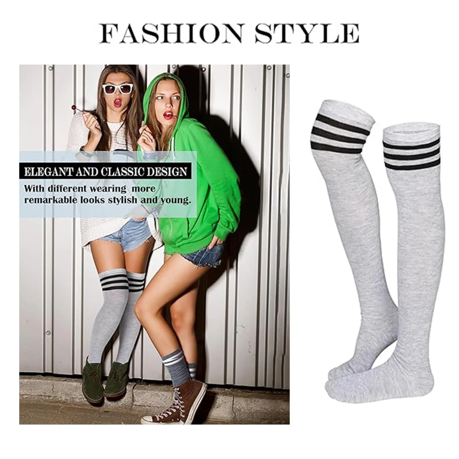 Гольфи Жіночі в смужку вище коліна, 4 пари, різнокольорові, M, фото №4 Гольфи Жіночі в смужку вище коліна, 4 пари, різнокольорові, M, фото №4