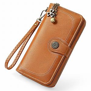 Кошелек LEXXTON Женский RFID блокировка Большой Емкости Длинный Женский Кошелек с многочисленными отделениями для карт Кошелек для монет на молнии и съемным ремешком на запястье - Фото 1