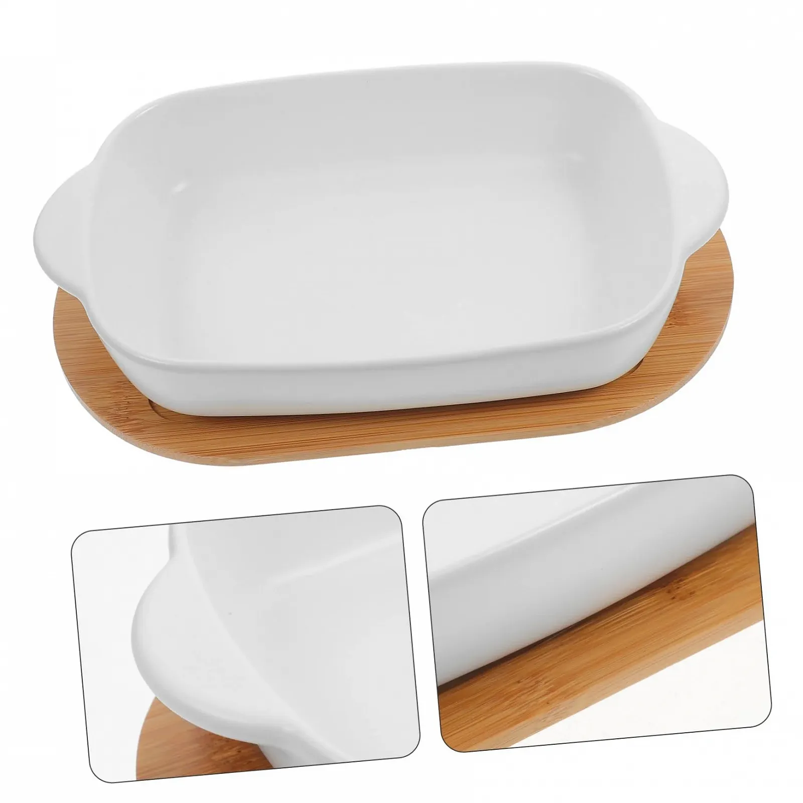 Форма для запекания INOOMP прямоугольная керамическая с ручками, фото №9