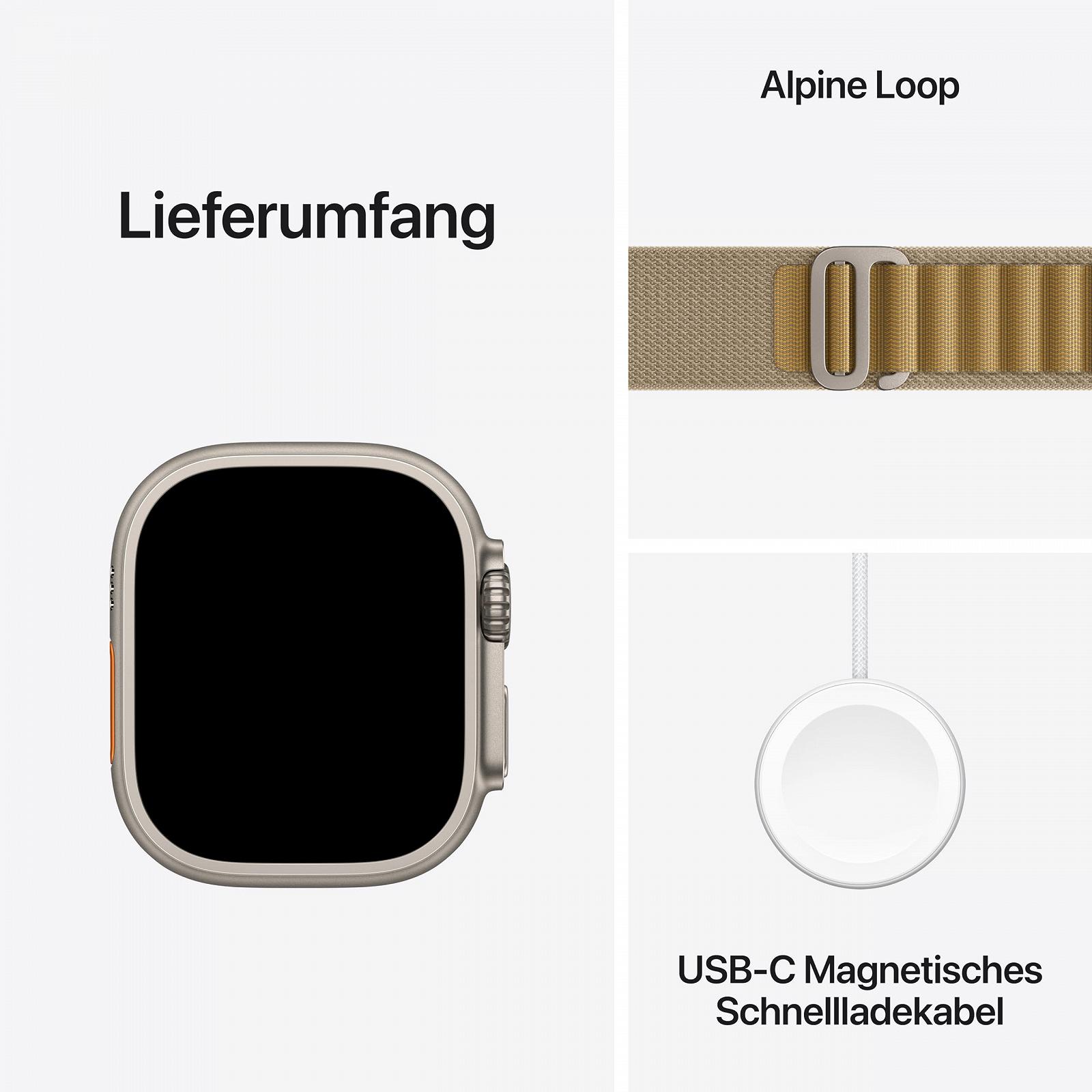 Смартгодинник Apple Watch Ultra 2 (GPS + Cellular 49 мм) Титановий корпус Natural та ремінець Alpine Loop Almond (Medium), фото №6