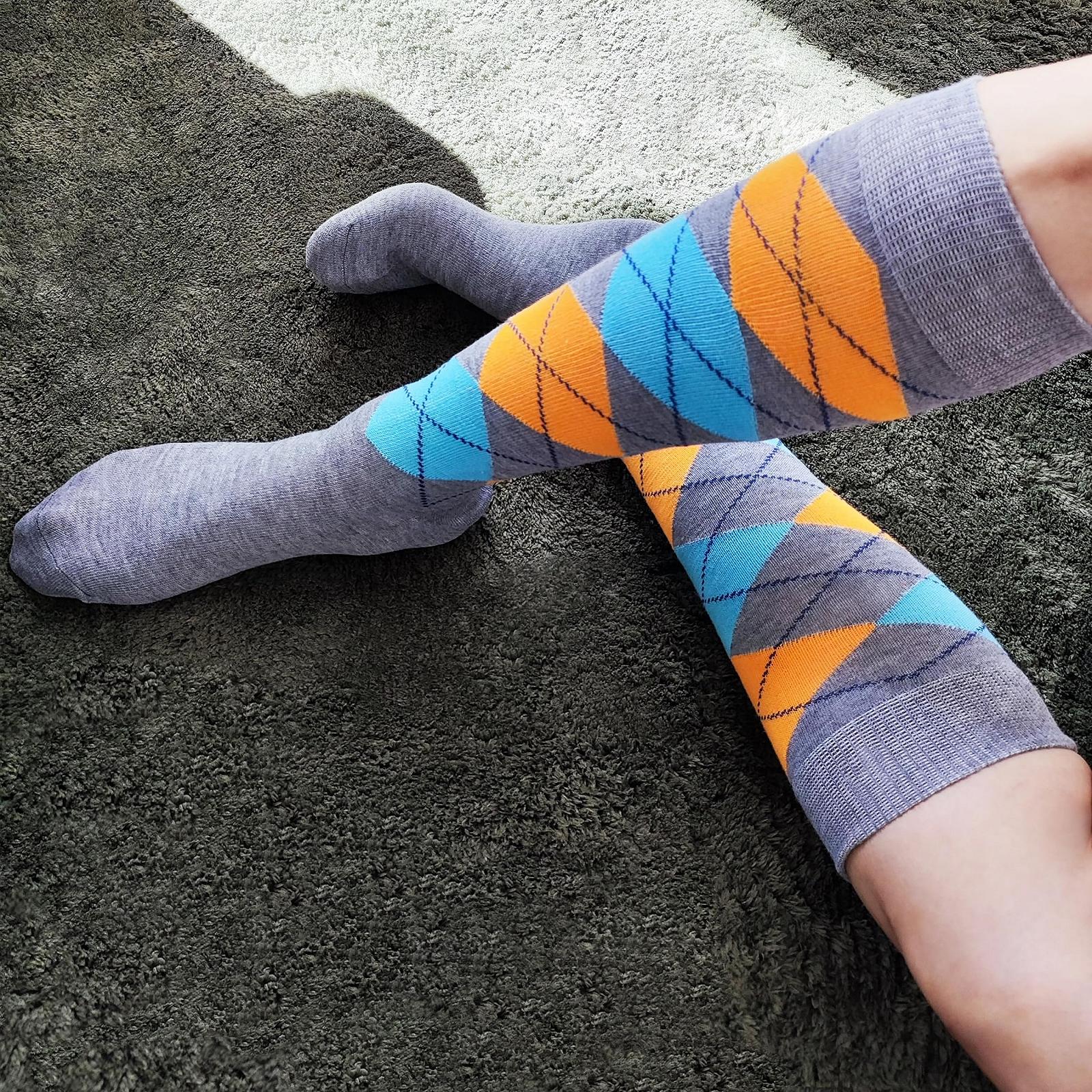 6 пар носков для бега женских гольфов компрессионные носки для путешествий велосипедные носки в клетку, фото №3