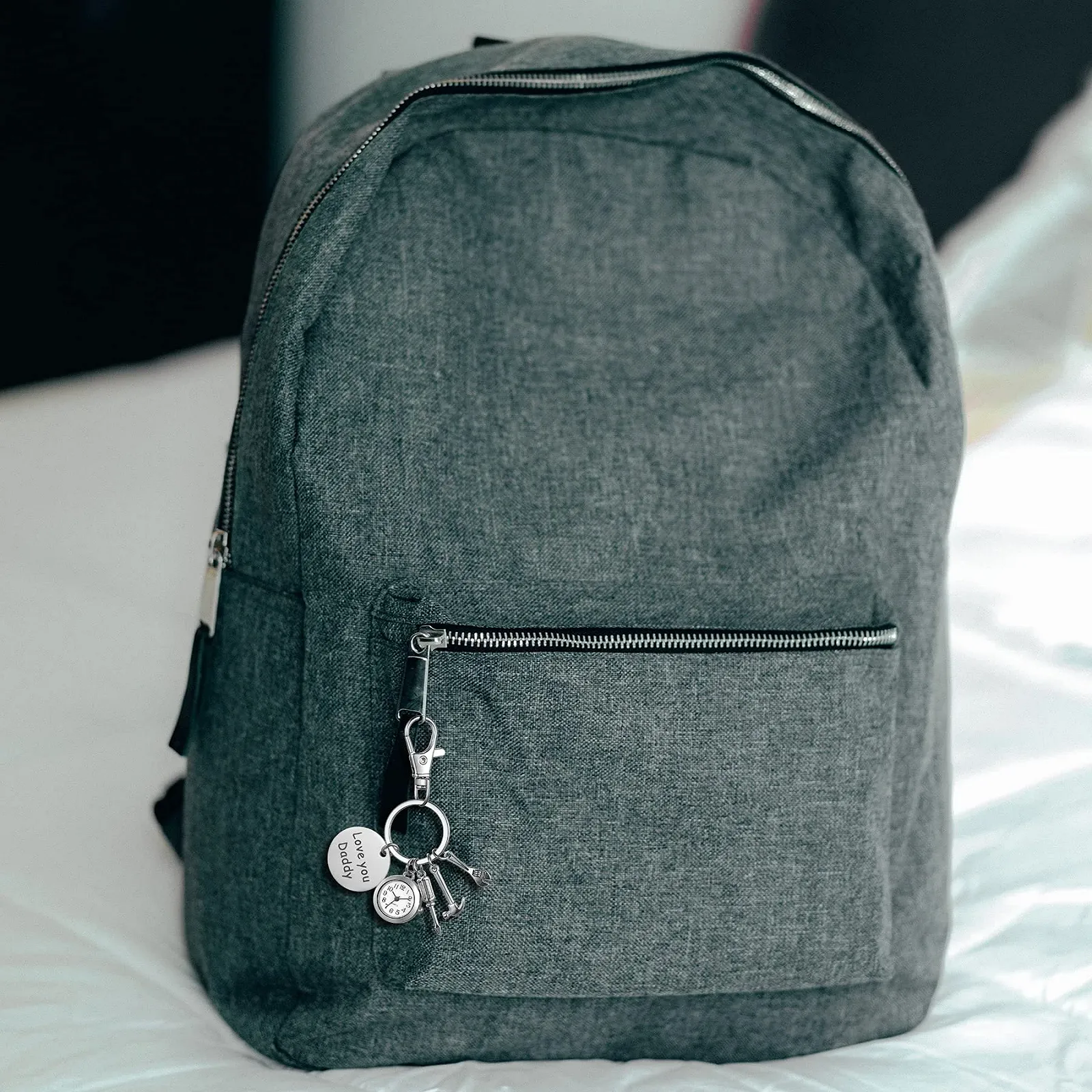 Кишеньковий годинник JewelryWe Чоловічий Брелок з гравіюванням 'Love You Daddy', фото №2