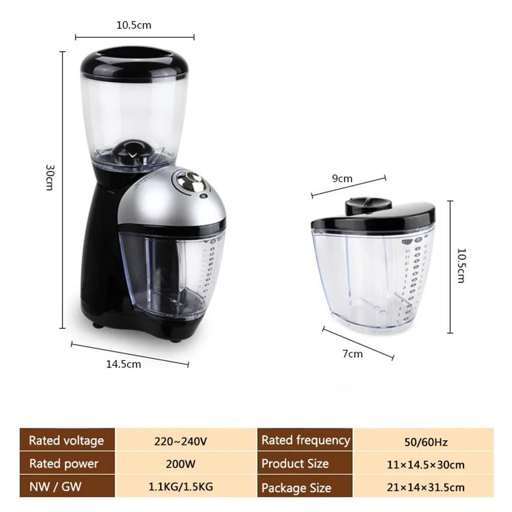 Кофемолка коническая, Electric Coffee Grinder, 8 регулируемых настроек, фото №3