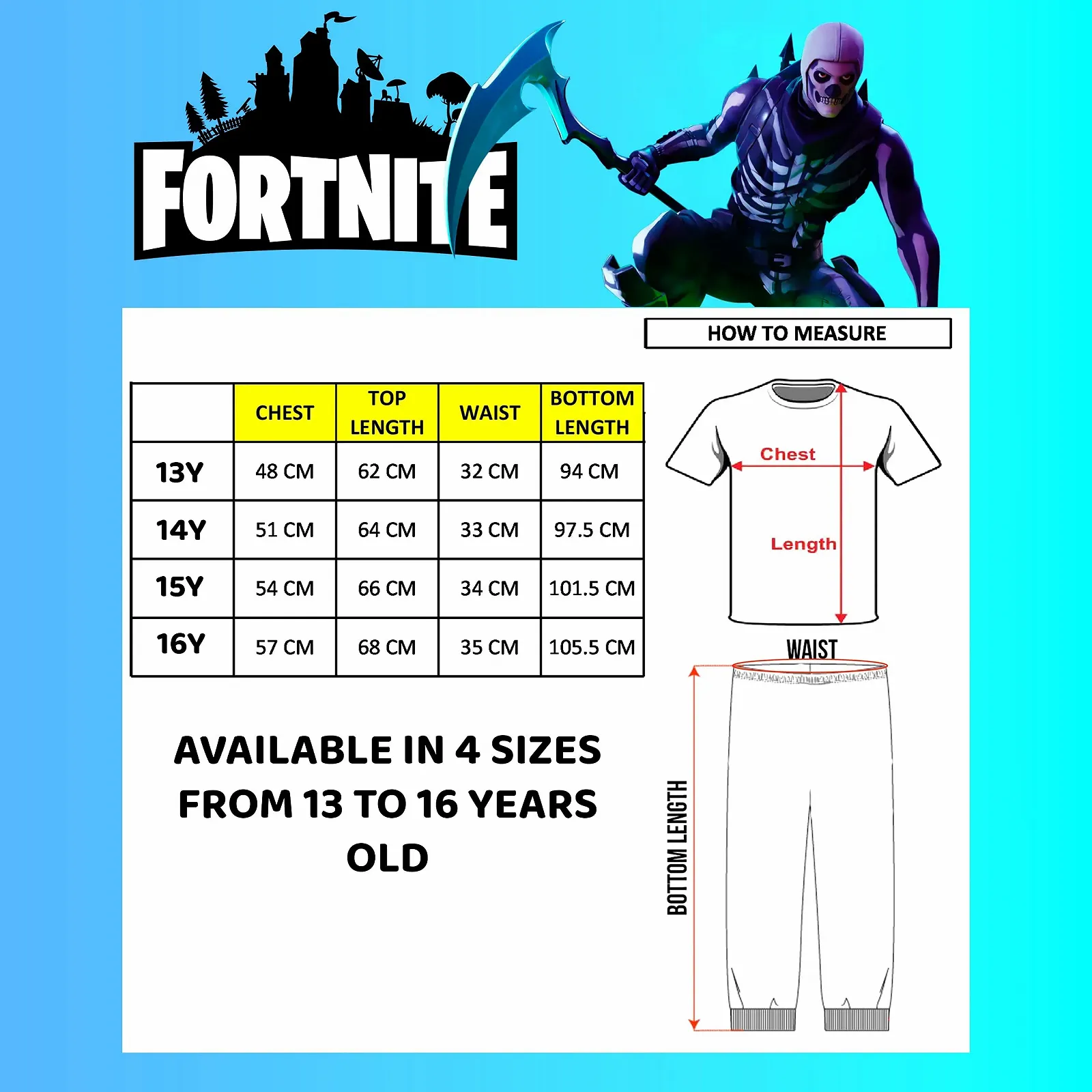 Дитяча піжама Fortnite Чорно-білий череп солдата, фото №2