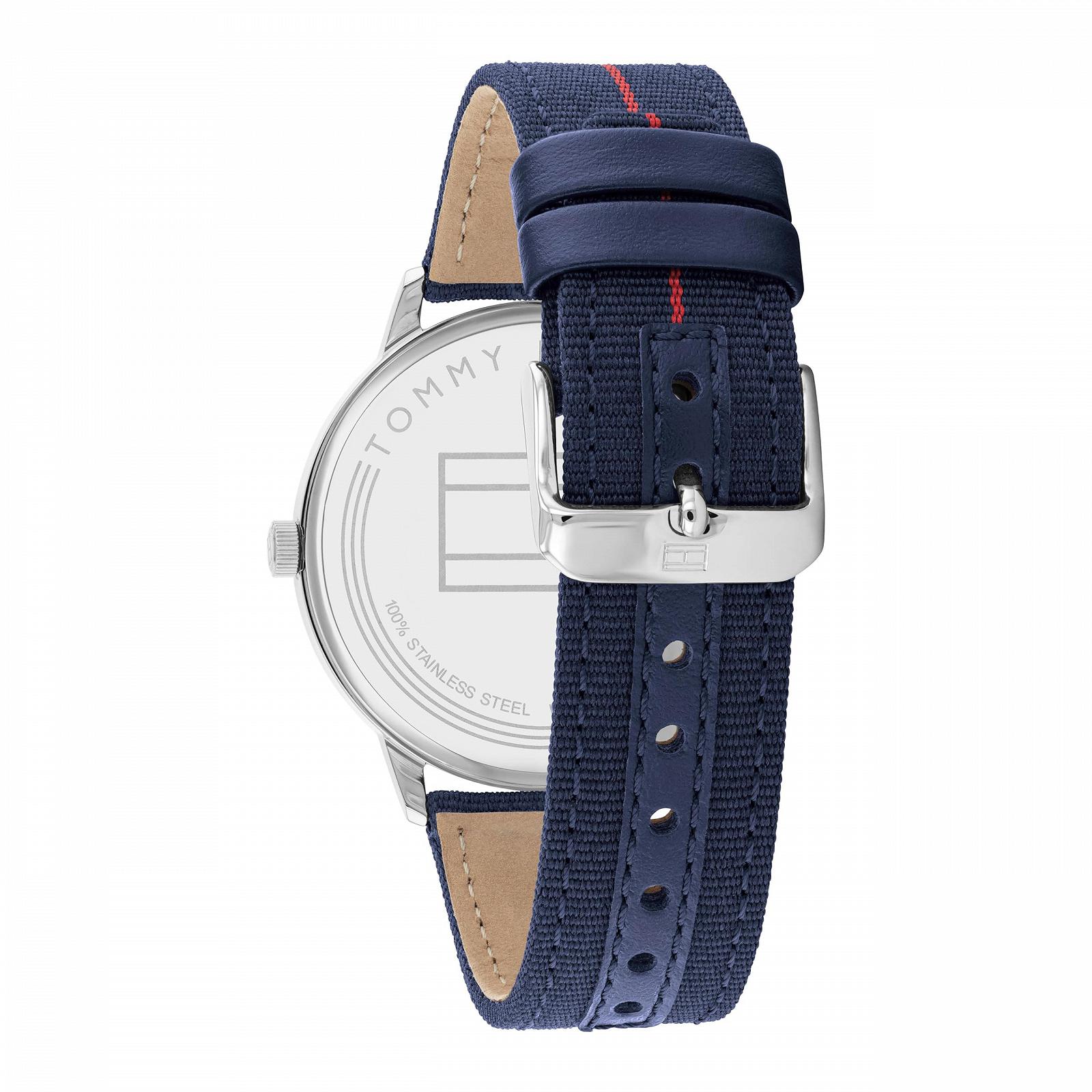 Наручний годинник Tommy Hilfiger, аналоговий, кварцовий, для жінок, з рожевим шкіряним ремінцем - 1781973 та наручний годинник, аналоговий, кварцовий, для чоловіків, з темно-синім нейлоновим ремінцем - 1791844, в комплекті з кварцовим годинником, фото №7