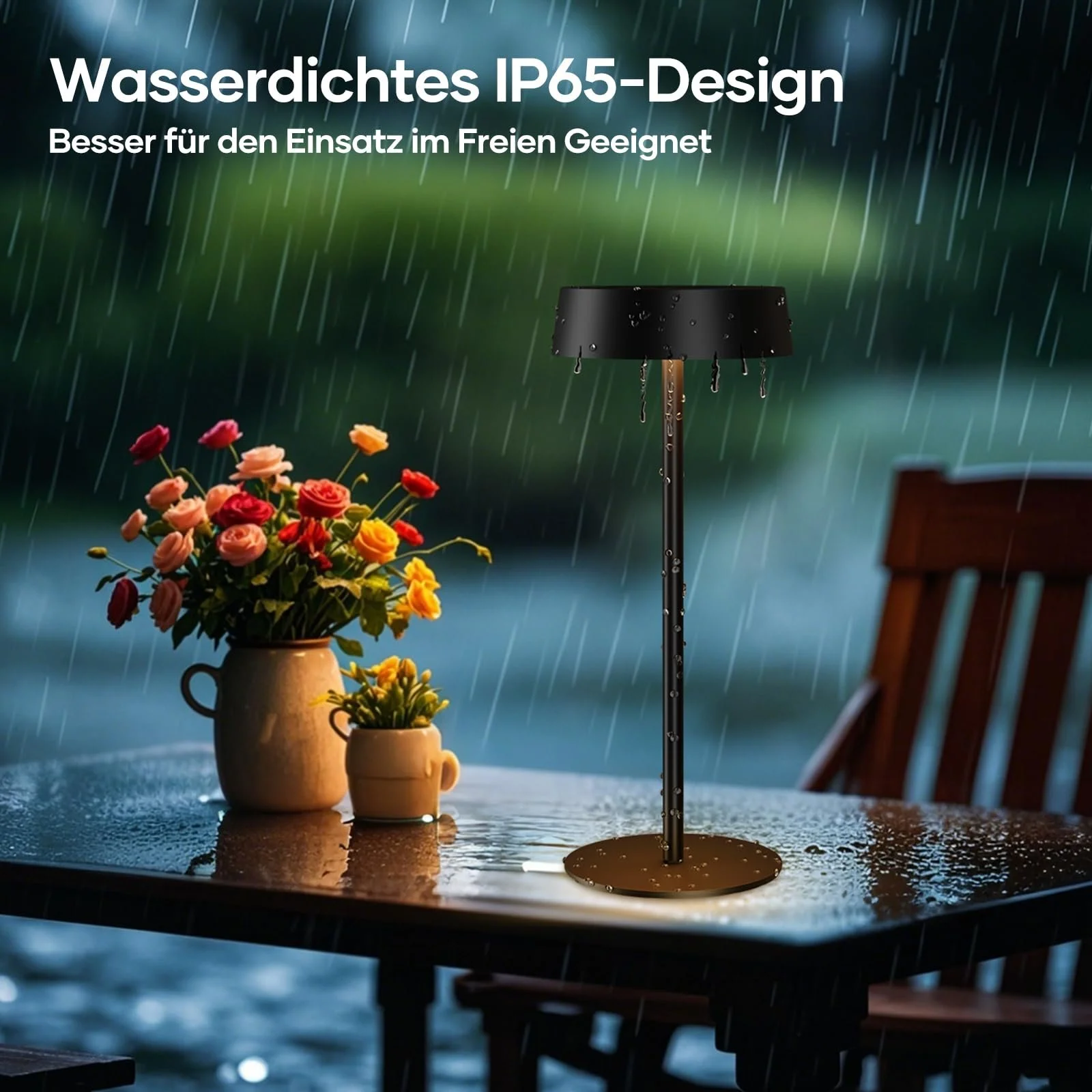 Настільна лампа Suright Wireless Solar USB C LED IP65 Чорний, фото №4