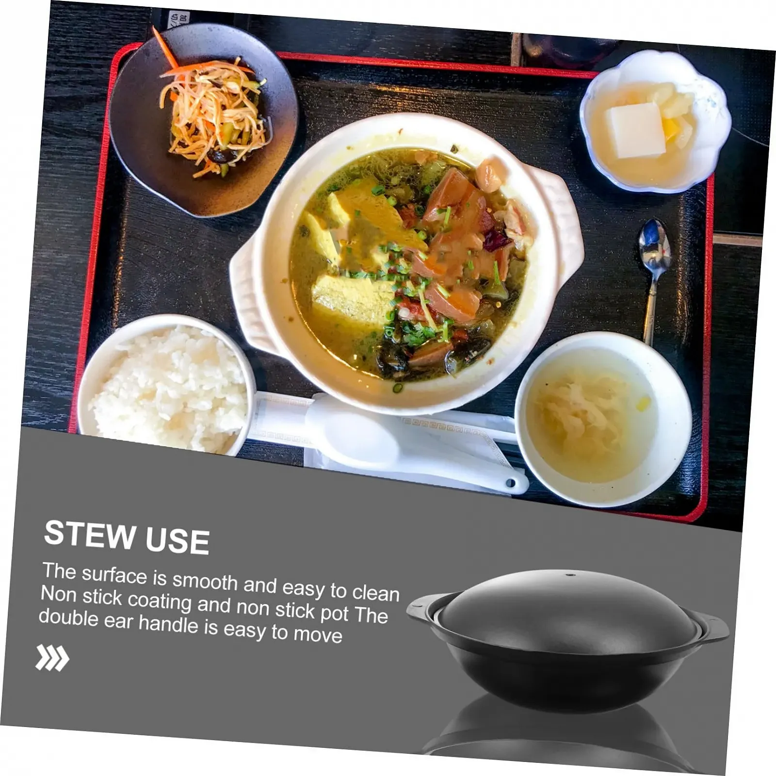 Кастрюля-жаровня Aluminium Black для риса в горшочках и тушеной курицы алюминиевая антипригарная черная, фото №9