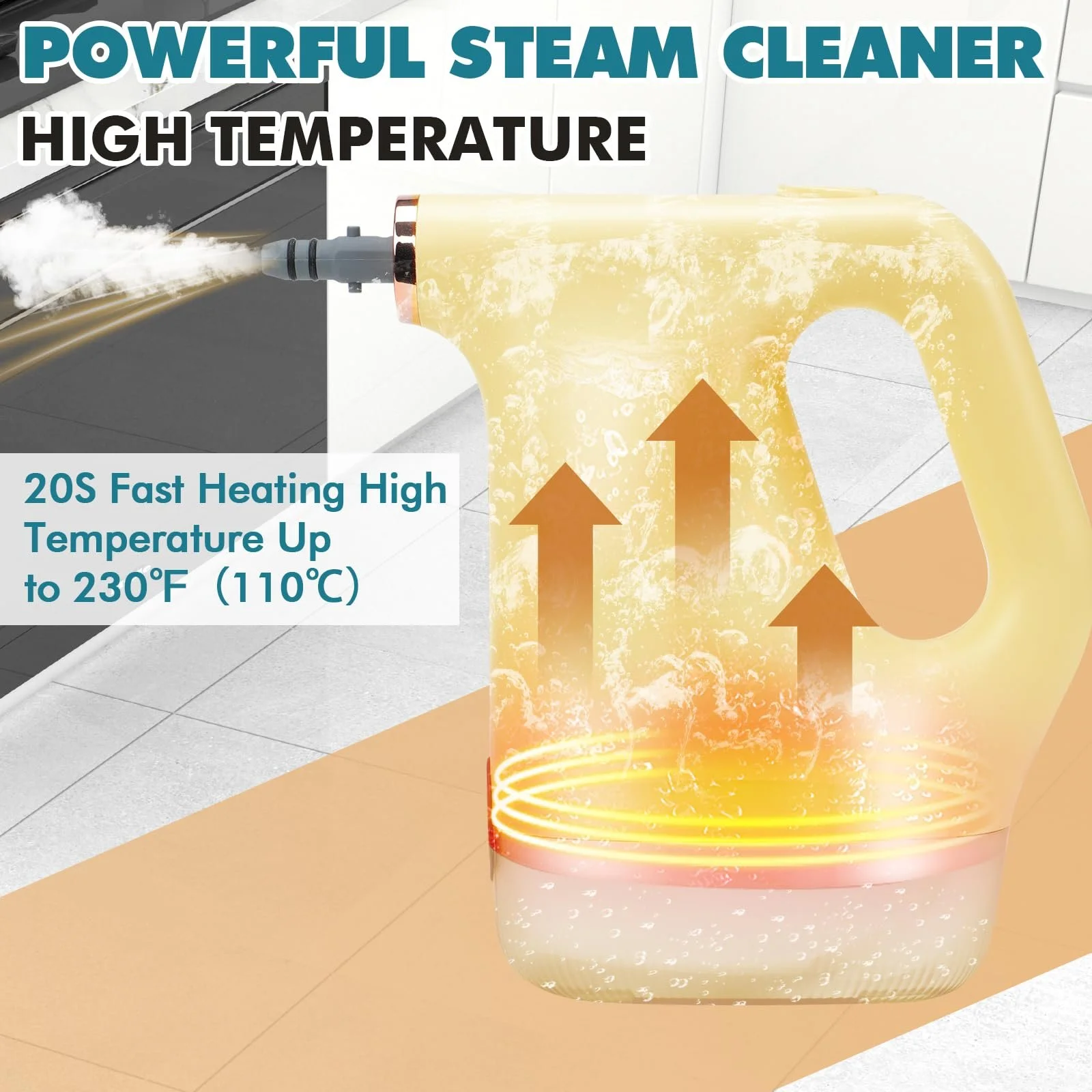 Ручний пароочисник 1200 Вт, резервуар 450 мл, багатофункціональний, 8 аксесуарів, фото №2