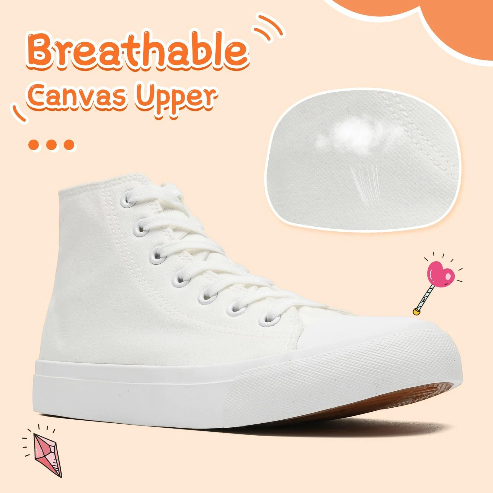 Кеды Canvas Sharllen Детские для девочек и мальчиков Высокие Спортивные Дышащие Повседневные, фото №3