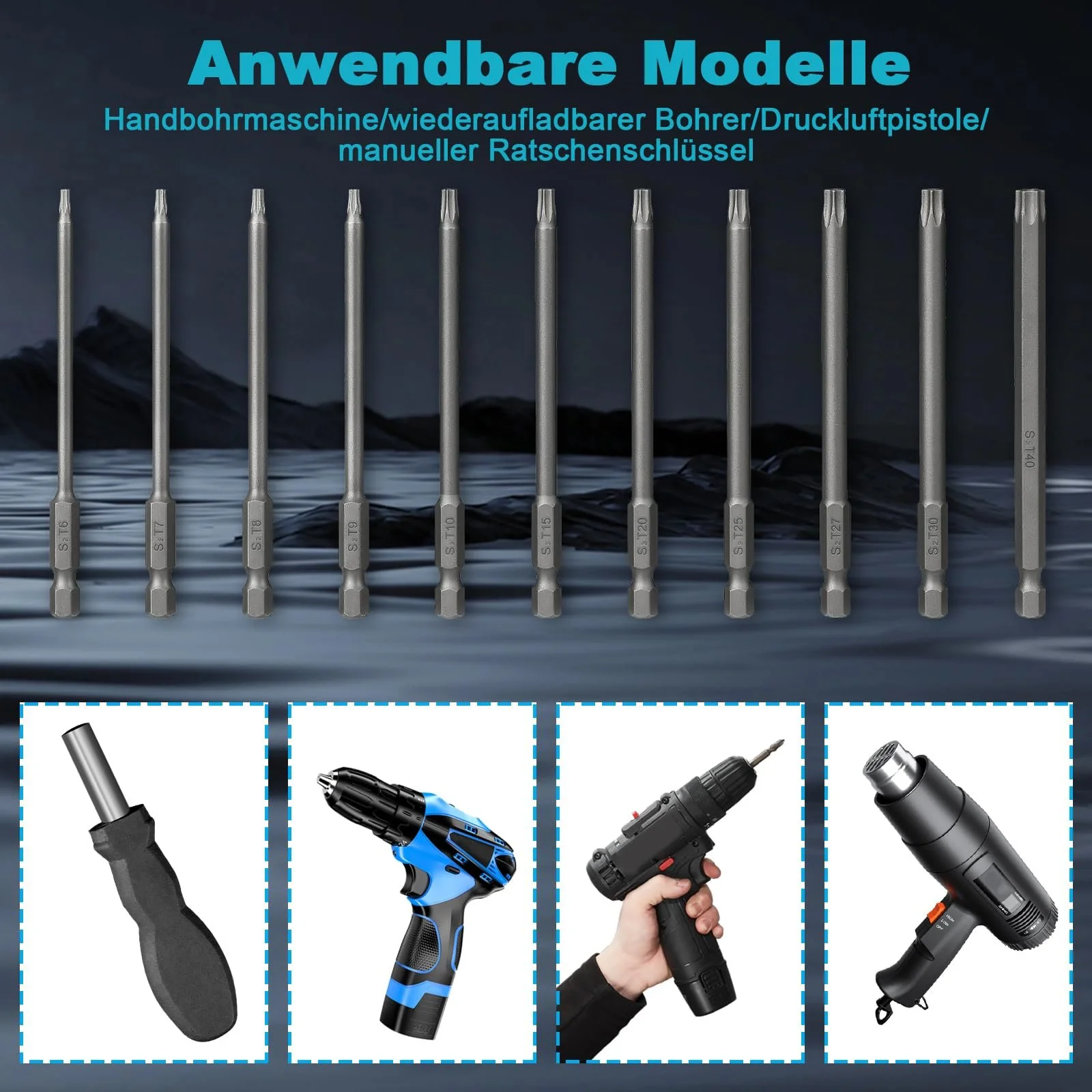 Набір викруток Torx T6-T40 12 одиниць 100 мм S2 сталь, фото №7