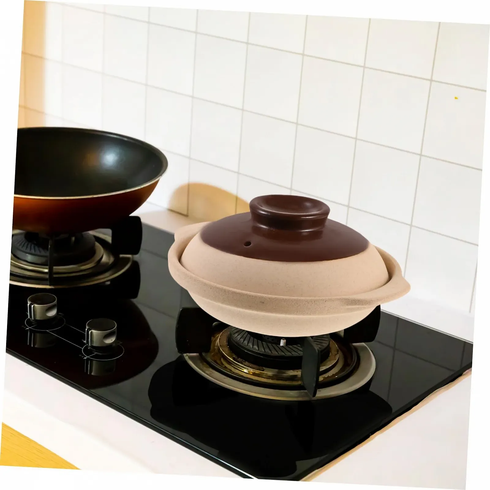 Кастрюля керамическая с крышкой и нескользящими ручками для газовых плит, фото №7