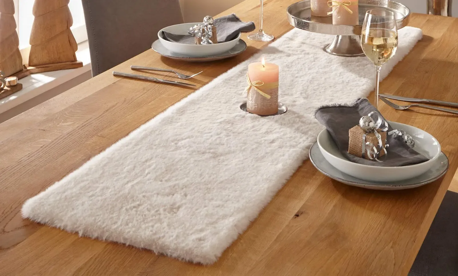 Ранер для столу Table Runner Faux Fur 33 x 140 см Beige, фото №1