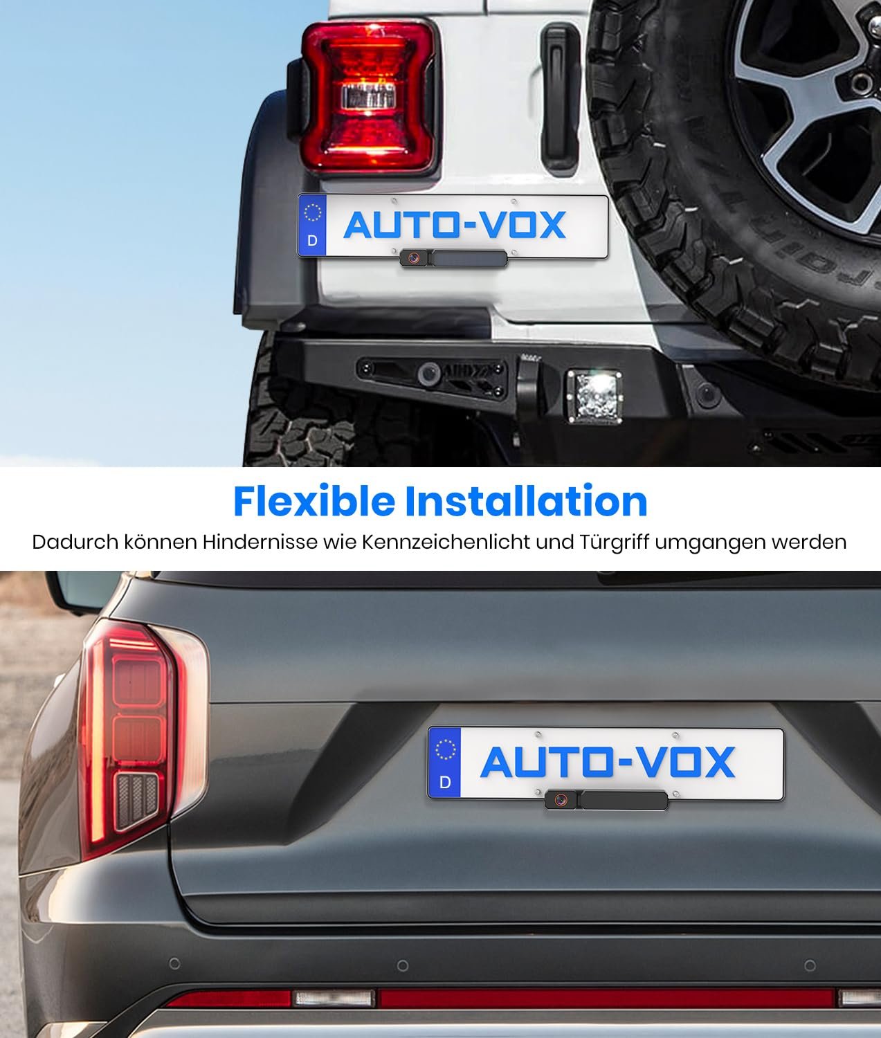 Камера заднего вида AUTO-VOX Солнечная беспроводная с монитором 5 дюймов 1080P: Аккумулятор 5000 mAh, 2 мин для самостоятельной установки, двойная раздельная беспроводная камера заднего вида, IP69K водонепроницаемая камера заднего вида для автомобиля, грузовика, фото №7