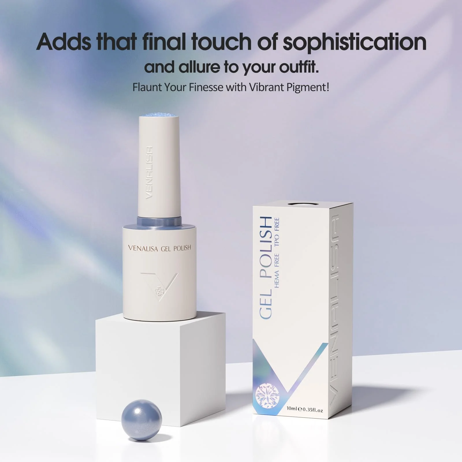 Гель-лак VENALISA Блакитний з блискітками 10 мл, фото №3