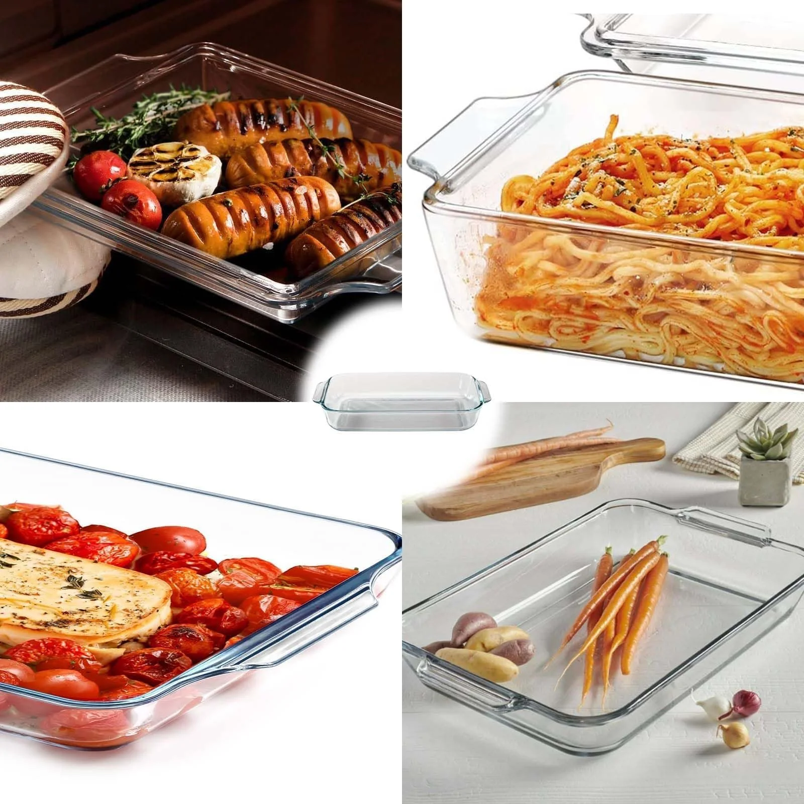 Форма для запекания MINZHI 0.8 л 19.5 x 16.5 x 4.6 см боросиликатное стекло прозрачная для микроволновой печи и духовки, фото №5