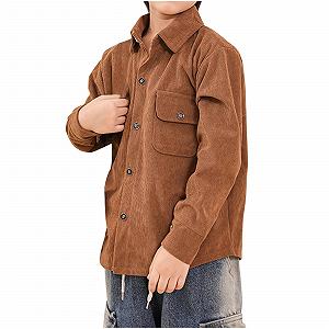 Куртка для мальчиков и девочек на молнии, теплая флисовая куртка, милая повседневная кофта с карманом, длинными рукавами, вельветовая рубашка для улицы, мягкое удобное пальто (6 месяцев - 10 лет) - Фото 1