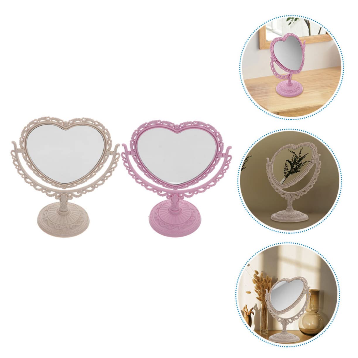 Зеркало Schminkspiegel Tisch Klappbarer Spiegel Ankleidespiegel Tischdekorationen Gold Und Silber Glas Rotieren, фото №4