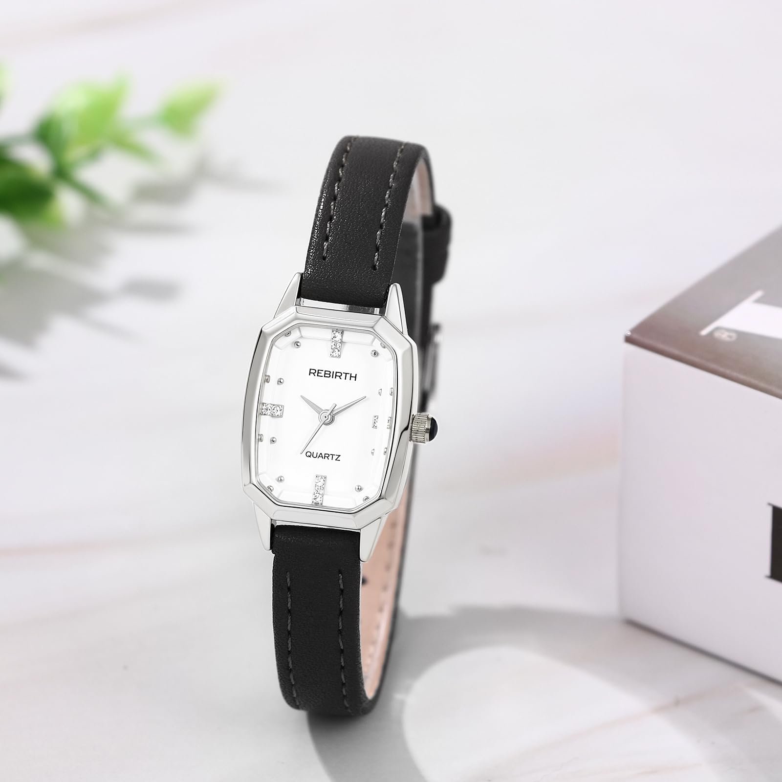 Женские Часы JewelryWe Прямоугольные Маленькие Черные, фото №5
