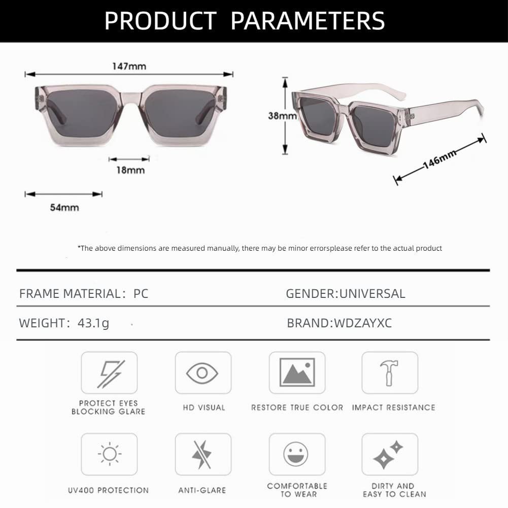 Винтажные Прямоугольные Солнцезащитные Очки для Женщин и Мужчин WDZAYXC, Массивные Прямоугольные, Ретро, Защита UV400, фото №3 Винтажные Прямоугольные Солнцезащитные Очки для Женщин и Мужчин WDZAYXC, Массивные Прямоугольные, Ретро, Защита UV400, фото №3