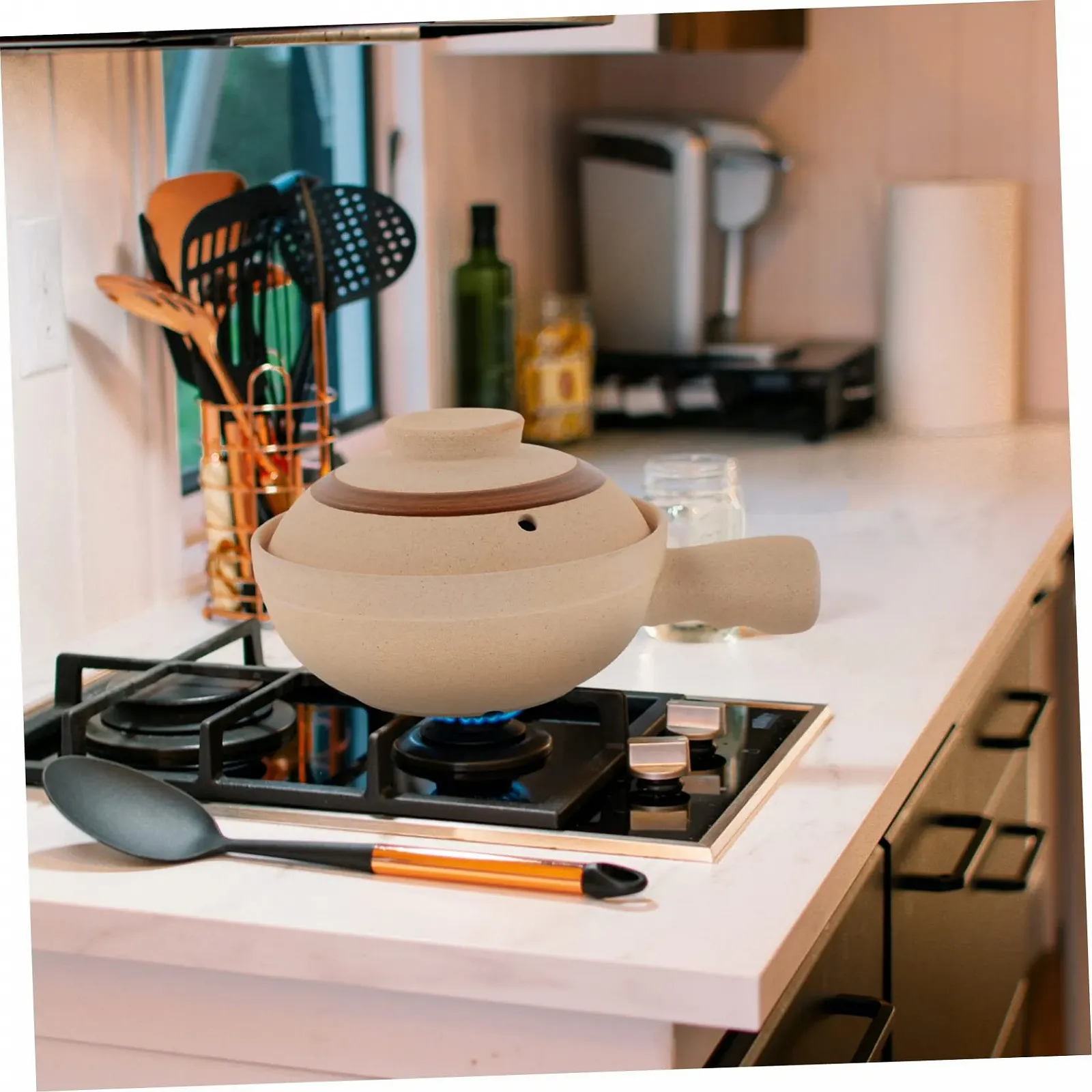 Кастрюля для супа керамическая с крышкой одна ручка для духовки для 1 человека керамика, фото №9