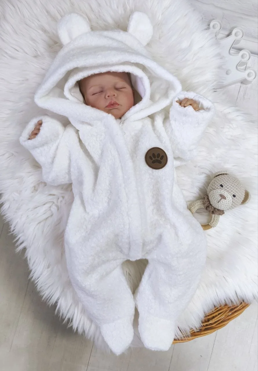 Чоловічок та шапочка тедді 62р молочний, фото №1