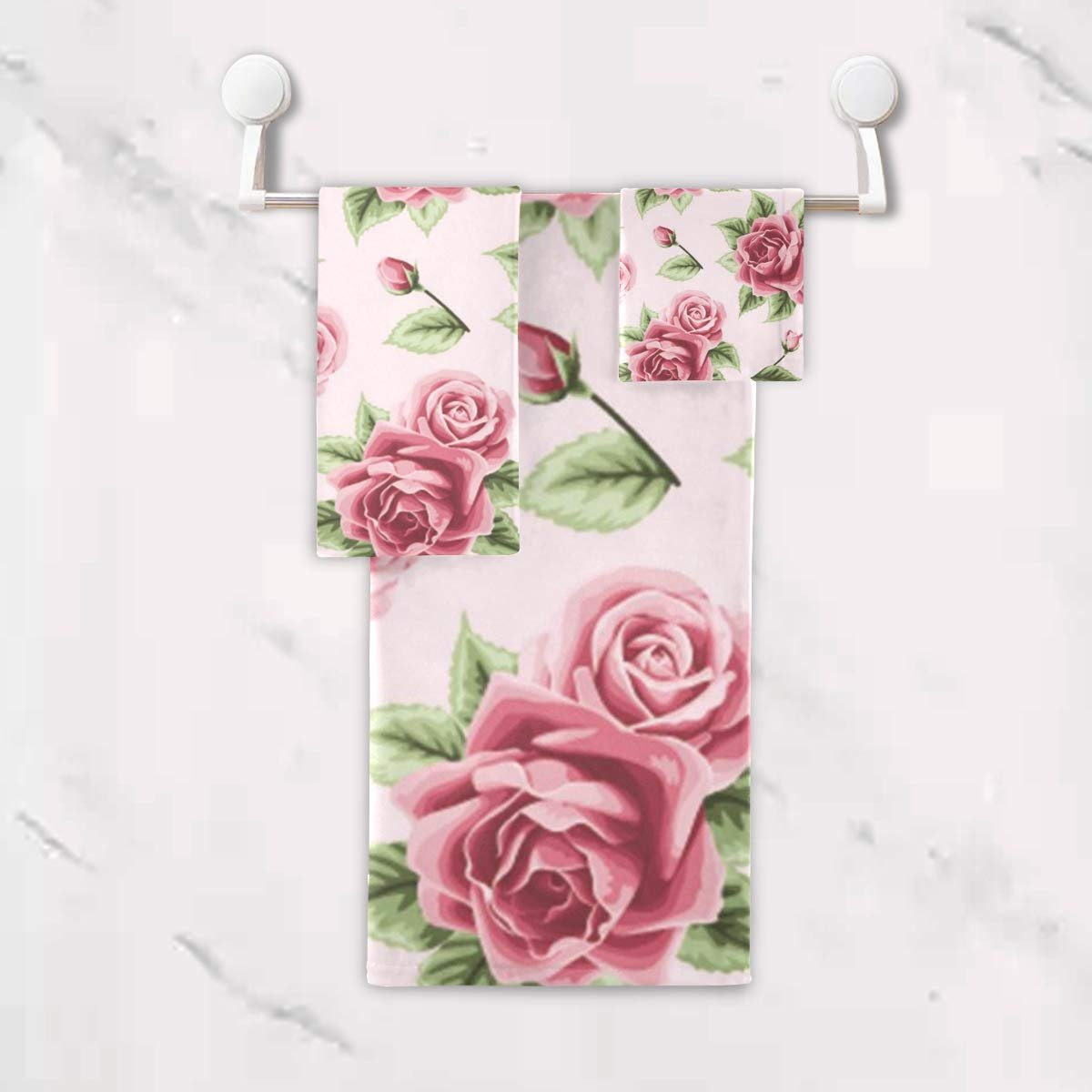 Набір рушників MNSRUU Pink Rose Pattern поглинаючий 3 шт. Pink, фото №5