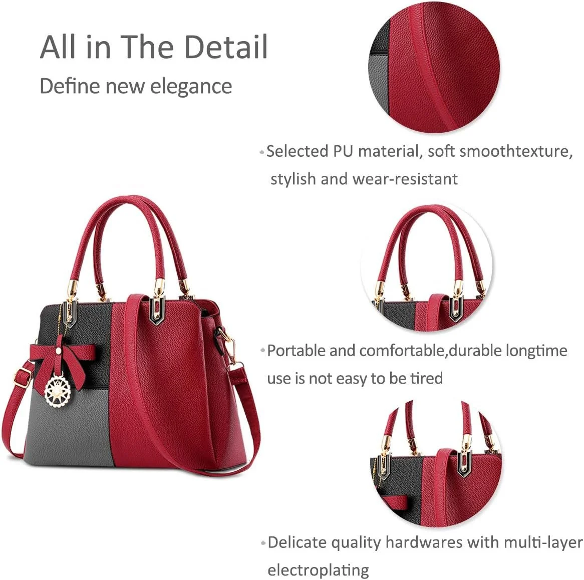 Сумка Nicole & Doris, женская, с ручкой, винно-красная, Retro, фото №3 Сумка Nicole & Doris, женская, с ручкой, винно-красная, Retro, фото №3