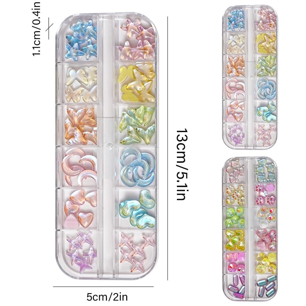 2 коробки украшений для ногтей в виде звезд, кристаллы, шармы, разные формы, стразы для ногтей для вечеринок, фото №6