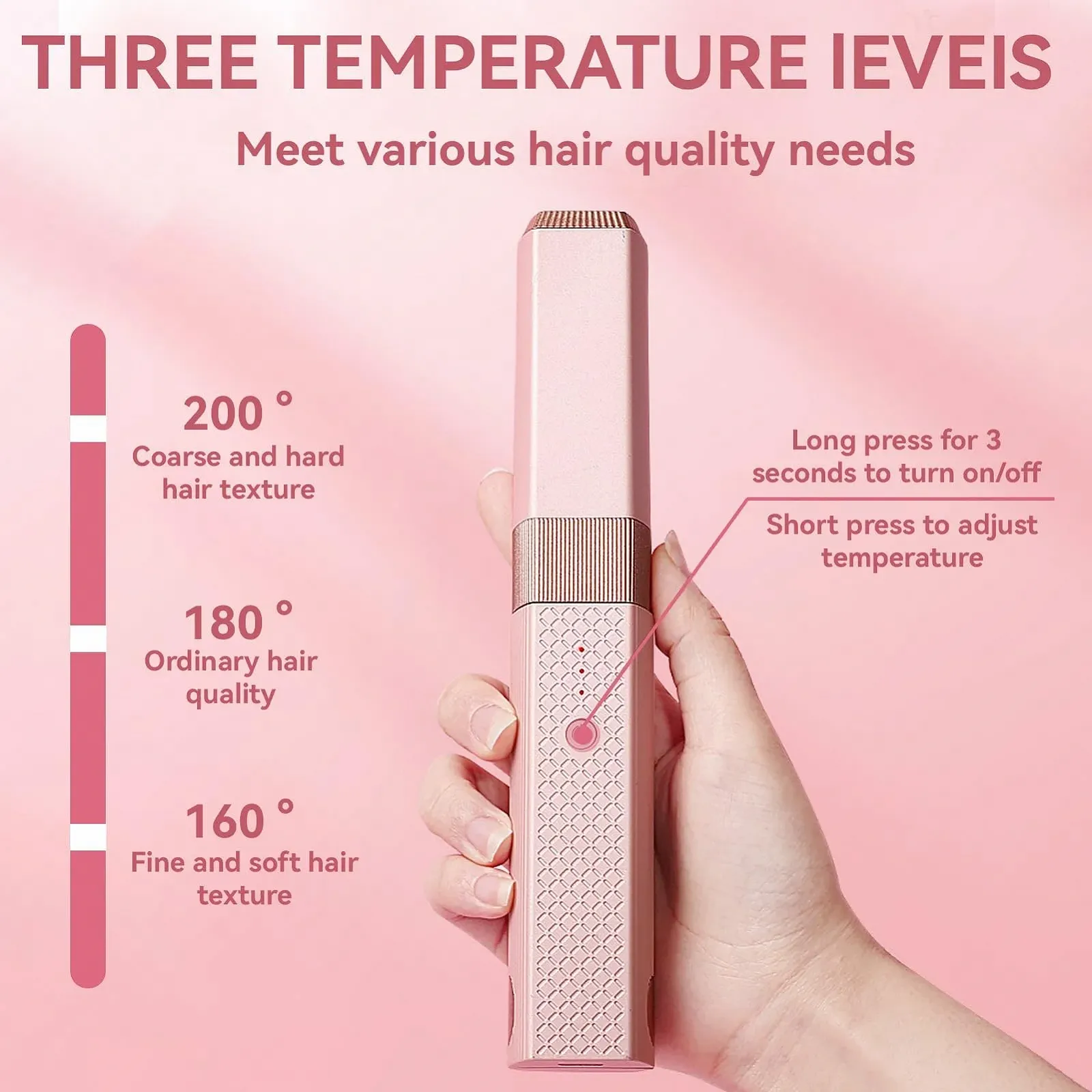 Випрямляч для волосся 2 в 1 бездротовий 160°-200° Pink, фото №3 Випрямляч для волосся 2 в 1 бездротовий 160°-200° Pink, фото №3