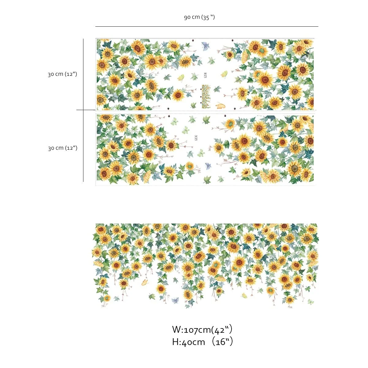 Наклейка на стіну Runtoo Соняшник Звисаюча лоза Вінілова Напівглянцева, фото №4