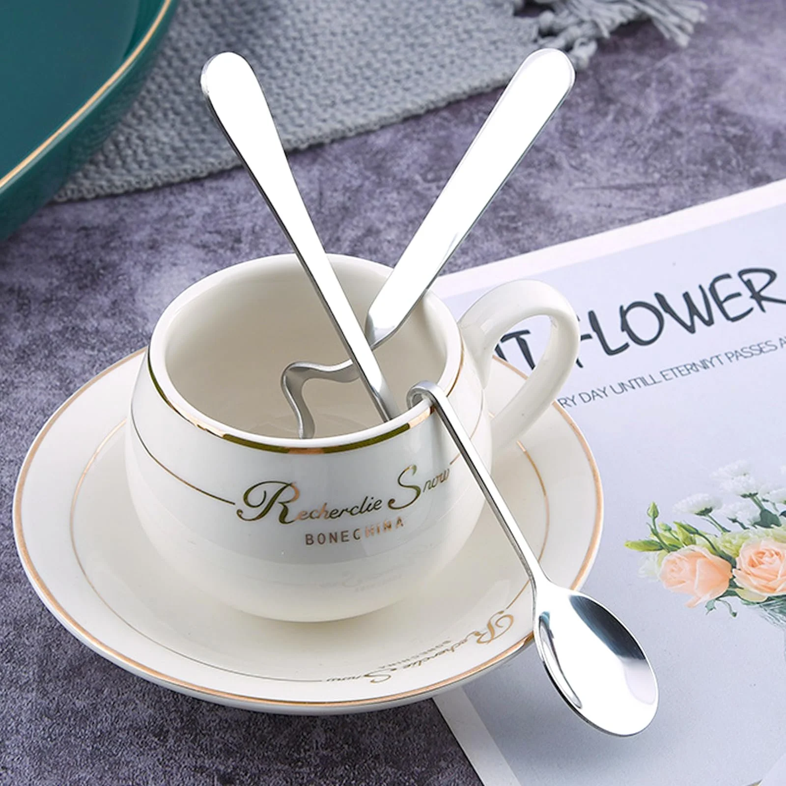 Ложка из нержавеющей стали, набор из 7 ложек для мороженого Long, 17 см, фото №7