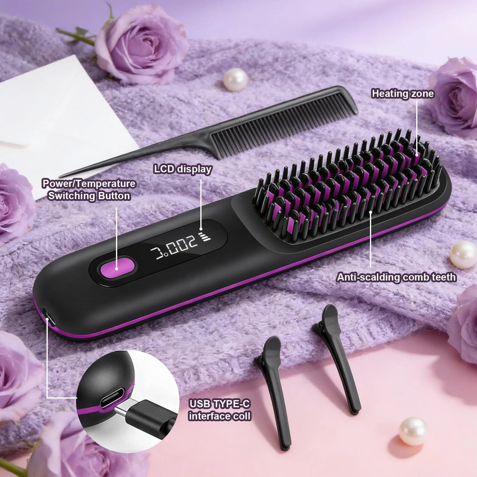 Бездротова щітка для стайлінгу Go Brush Pro для короткого волосся 3 рівні нагріву, фото №5 Бездротова щітка для стайлінгу Go Brush Pro для короткого волосся 3 рівні нагріву, фото №5