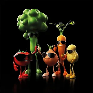 Скляна картина artissimo AG2058A Kitchen Party II Фрукти та овочі 30 x 30 см - Фото 1